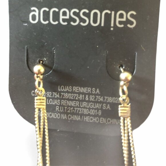 Gold Tone Dangling Earrings With Faux Pearls - Picture 4 of 4